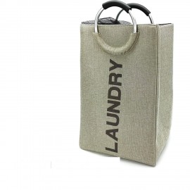 06512634 Καλάθι Ρούχων Φυσικό Μέταλλο/Ύφασμα 36x30x55cm