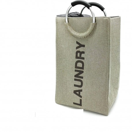 06512634 Καλάθι Ρούχων Φυσικό Μέταλλο/Ύφασμα 36x30x55cm