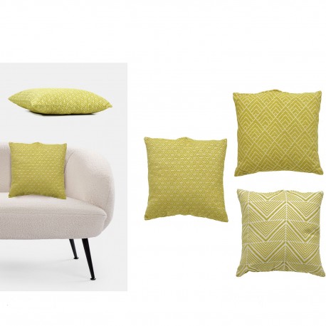 06512672 Μαξιλάρι Jacquard Κίτρινο Πολυεστέρας 45x45cm Σε 3 Σχέδια