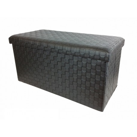 06510279 Σκαμπό Με Αποθηκευτικό Χώρο Μαύρο Δέρμα 76x38x38cm Μαύρο