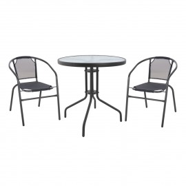 ΣΕΤ ΕΞΩΤ. ΧΩΡΟΥ 3ΤΜΧ HM10711.01 ΓΚΡΙ ΜΕΤΑΛΛΟ-ΓΥΑΛΙ ΑΣΦΑΛΕΙΑΣ-ΓΚΡΙ TEXTILENE