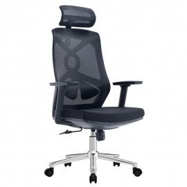 ΚΑΡΕΚΛΑ ΓΡΑΦΕΙΟΥ FLEXORA HM1213.01 ΜΑΥΡO MESH-ΒΑΣΗ ΧΡΩΜΙΟΥ 60x63x125Υεκ