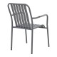 404-000008 Πολυθρόνα Vista pakoworld στοιβαζόμενη αλουμίνιο σε ανθρακί απόχρωση 62x60x84εκ
