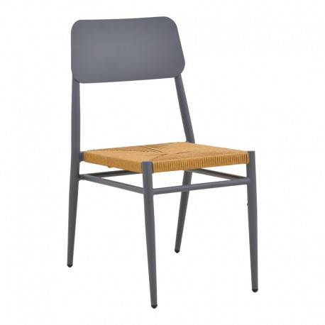 404-000018 Καρέκλα Giardino pakoworld στοιβαζόμενη αλουμίνιο σε ανθρακί -pe rattan σε φυσική απόχρωση 45x56x82εκ