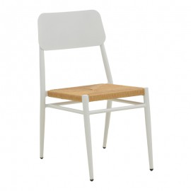 404-000016 Καρέκλα Giardino pakoworld στοιβαζόμενη αλουμίνιο σε λευκή -pe rattan σε φυσική απόχρωση 45x56x82εκ