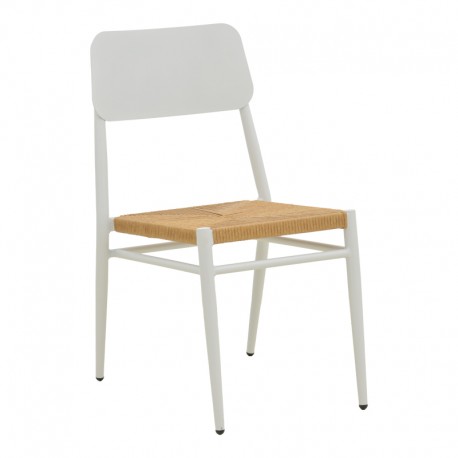 404-000016 Καρέκλα Giardino pakoworld στοιβαζόμενη αλουμίνιο σε λευκή -pe rattan σε φυσική απόχρωση 45x56x82εκ