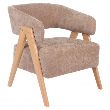 14770118 Πολυθρόνα ArteLibre BARTON Καφέ Ύφασμα/Ξύλο 74x67x66cm Καφέ/Φυσικό