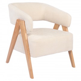 14770119 Πολυθρόνα ArteLibre BARTON Μπεζ Ύφασμα/Ξύλο 74x67x66cm Φυσικό/Μπεζ