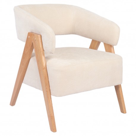 14770119 Πολυθρόνα ArteLibre BARTON Μπεζ Ύφασμα/Ξύλο 74x67x66cm Φυσικό/Μπεζ