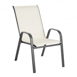 14450021 Πολυθρόνα Μεταλλική ArteLibre Neptune Κρεμ/Γκρι 55x75x95cm Μπεζ