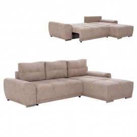 ΚΑΝΑΠΕΣ ΚΡΕΒΑΤΙ ΔΕΞΙΑ ΓΩΝΙΑ COMFYRA HM3336.03R ΜΠΕΖ ΥΦΑΣΜΑ 270x181x75Υεκ