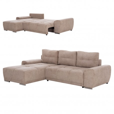 ΚΑΝΑΠΕΣ ΚΡΕΒΑΤΙ ΑΡΙΣΤΕΡΗ ΓΩΝΙΑ COMFYRA HM3336.03L ΜΠΕΖ ΥΦΑΣΜΑ 268x180x83Υεκ