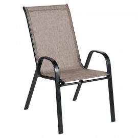 14450061 Πολυθρόνα Κήπου ArteLibre NEPTUNE Καφέ/Μαύρο Μέταλλο/Textilene 55x75x95cm Καφέ/Μαύρο
