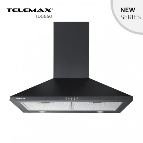 48-0660 Απορροφητήρας Κουζίνας Καμινάδα 60cm Telemax TD0660 Μαύρο
