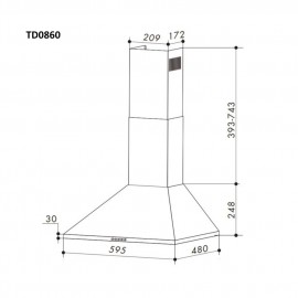48-0860 Απορροφητήρας Κουζίνας Καμινάδα 60cm Telemax TD0860 Μαύρο