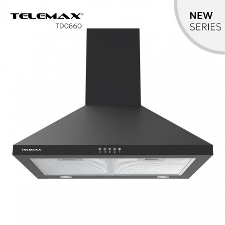 48-0860 Απορροφητήρας Κουζίνας Καμινάδα 60cm Telemax TD0860 Μαύρο