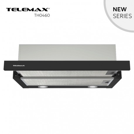48-0460 Απορροφητήρας Κουζίνας Συρόμενος 60cm Telemax TH0460 Μαύρο
