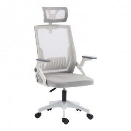 420-000010 Καρέκλα γραφείου Plymot pakoworld λευκή - mesh γκρι 48x58x112-122εκ