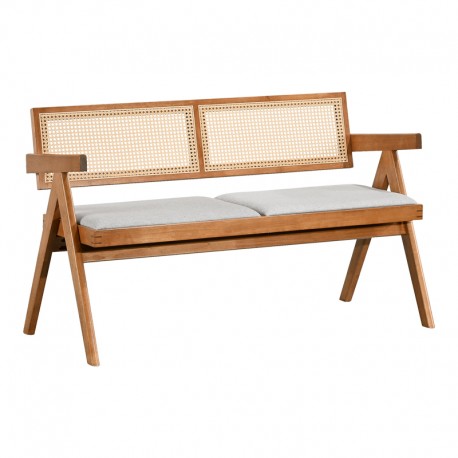 247-000023 Καναπές Winslow pakoworld διθέσιος ξύλο rubberwood σε ανοιχτό καρυδί χρώμα-ύφασμα ανοιχτό γκρι 130x60x77.5εκ