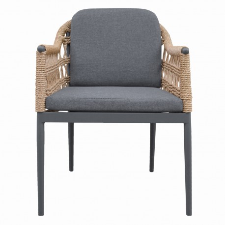 ΠΟΛΥΘΡΟΝΑ BOXER HM6556.01 ΑΛΟΥΜΙΝΙΟ & ΜΑΞΙΛΑΡΙΑ ΓΚΡΙ-TWIST WICKER 61x59x78,5Yεκ