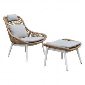 ΠΟΛΥΘΡΟΝΑ LOUNGE ΜΕ ΥΠΟΠΟΔΙΟ REMVAZZO HM6561.02 ΑΛΟΥΜΙΝΙΟ ΜΠΕΖ--WICKER 89x94x98Υεκ