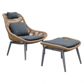 ΠΟΛΥΘΡΟΝΑ LOUNGE ΜΕ ΥΠΟΠΟΔΙΟ REMVAZZO HM6561.01 ΑΛΟΥΜΙΝΙΟ ΓΚΡΙ--WICKER 89x94x98Υεκ
