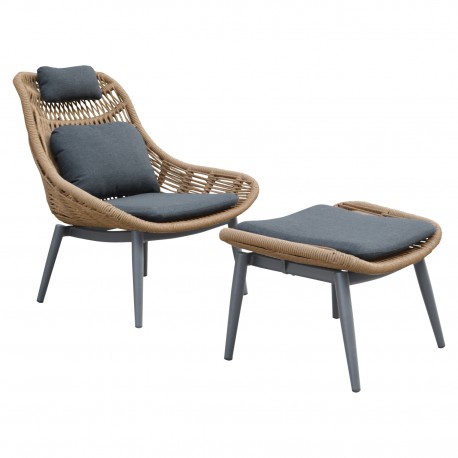 ΠΟΛΥΘΡΟΝΑ LOUNGE ΜΕ ΥΠΟΠΟΔΙΟ REMVAZZO HM6561.01 ΑΛΟΥΜΙΝΙΟ ΓΚΡΙ--WICKER 89x94x98Υεκ