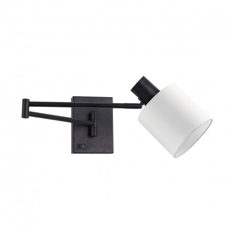 77-8379 SE21-BL-52-SH1 ADEPT WALL LAMP Black Wall Lamp with Switcher and White Shade+