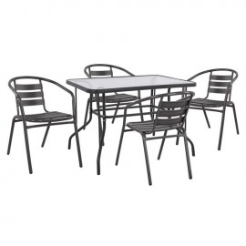 ΣΕΤ ΤΡΑΠΕΖΑΡΙΑΣ 5ΤΜΧ ADAM HM21220.01 ΚΑΡΕΚΛΕΣ ΜΕΤΑΛΛΙΚΕΣ & ΤΡΑΠΕΖΙ 110x60 ΓΚΡΙ