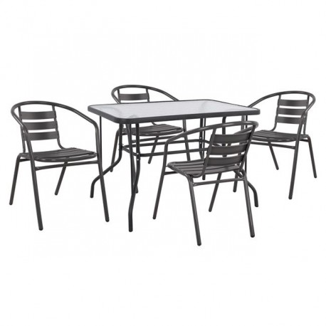 ΣΕΤ ΤΡΑΠΕΖΑΡΙΑΣ 5ΤΜΧ ADAM HM21220.01 ΚΑΡΕΚΛΕΣ ΜΕΤΑΛΛΙΚΕΣ & ΤΡΑΠΕΖΙ 110x60 ΓΚΡΙ
