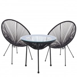 14990068 Σετ Τραπεζαρία Κήπου ArteLibre GANYMEDE Μέταλλο Μαύρο Με 2 Πολυθρόνες 14990068 Μαύρο