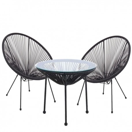 14990068 Σετ Τραπεζαρία Κήπου ArteLibre GANYMEDE Μέταλλο Μαύρο Με 2 Πολυθρόνες 14990068 Μαύρο