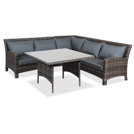 25874-186496 RETRO Γωνιακό Καθιστικό Σέτ Rattan 4 Τεμαχίων ,Με Αλουμίνιο Σκελετό