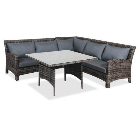 25874-186496 RETRO Γωνιακό Καθιστικό Σέτ Rattan 4 Τεμαχίων ,Με Αλουμίνιο Σκελετό