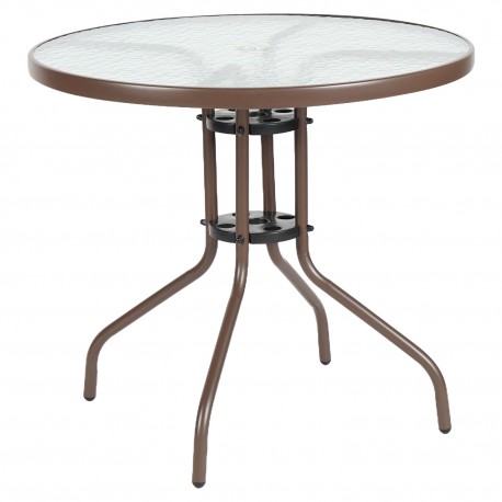 14450064 Τραπέζι Κήπου ArteLibre EARTH Καφέ Μέταλλο/Γυαλί Φ80x70cm Καφέ