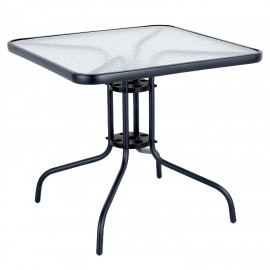 14450065 Τραπέζι Κήπου ArteLibre MARS Μαύρο Μέταλλο/Γυαλί 80x80x70cm Μαύρο