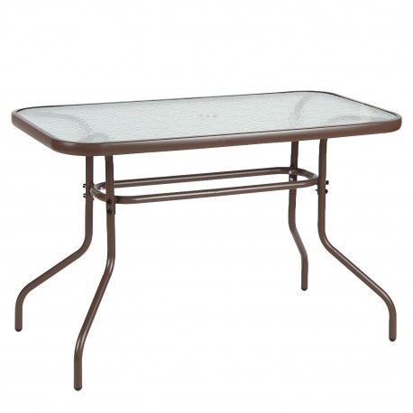 14450083 Τραπέζι Κήπου ArteLibre VULCAN Καφέ Μέταλλο/Γυαλί 110x60x70cm Καφέ