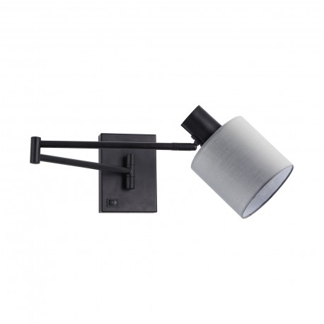 77-8380 SE21-BL-52-SH2 ADEPT WALL LAMP Black Wall Lamp with Switcher and Grey Shade+