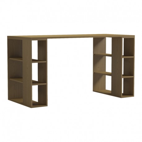 230-000235 Γραφείο με ραφιέρα Colmar pakoworld σε ανοιχτό καρυδί 140x60x75εκ
