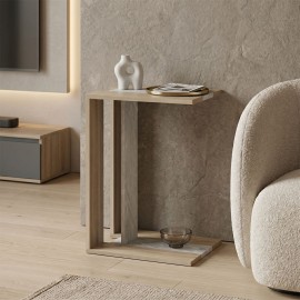 230-000249 Βοηθητικό τραπέζι Muju pakoworld sonoma- μπεζ οψη μαρμάρου  30x40x55εκ