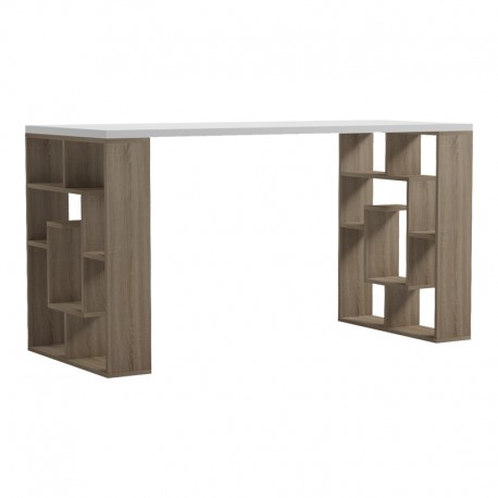 230-000236 Γραφείο με ραφιέρα Labirent pakoworld sonoma-λευκό 140x60x75εκ