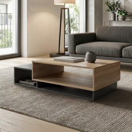 230-000216 Τραπέζι σαλονιού Dekost pakoworld σε sonoma-ανθρακί 105x50x32εκ
