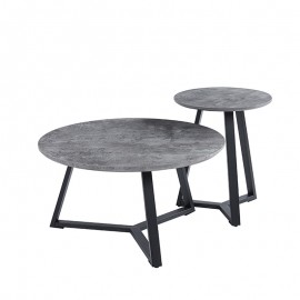 09-0010-5 ALEX SET 2τμχ. CEMENT Φ45Χ55εκ. & Φ80Χ41εκ. ΤΡΑΠΕΖΙ ΣΑΛΟΝΙΟΥ