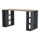230-000234 Γραφείο με ραφιέρα Colmar pakoworld ανθρακί- sonoma 140x60x75εκ
