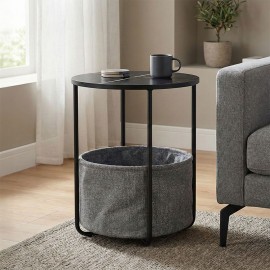 395-000001 Βοηθητικό τραπέζι Fredami pakoworld μαύρο μαρμάρου Φ40x50εκ