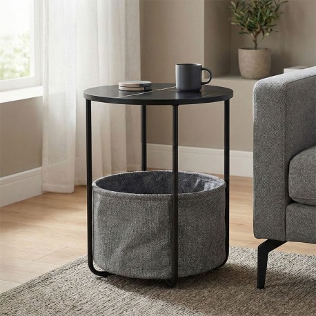 395-000001 Βοηθητικό τραπέζι Fredami pakoworld μαύρο μαρμάρου Φ40x50εκ