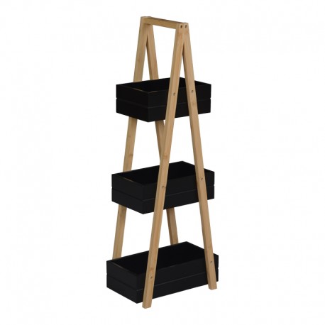 408-000008 Ραφιέρα δαπέδου Tercy pakoworld μπαμπού σε μαύρη-φυσική απόχρωση 30x18x80εκ