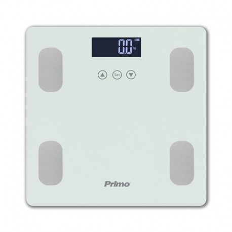 400464 Ζυγαριά Σώματος Λιπομετρητής PRBS-40464 Primo 180Kg Υάλινη Λευκή/Inox