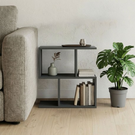 230-000229 Βοηθητικό τραπέζι-βιβλιοθήκη Wesmol pakoworld ανθρακί 50x20x50εκ