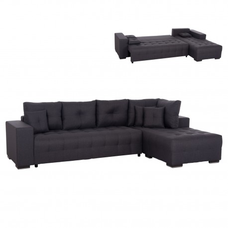 ΓΩΝΙΑΚΟΣ ΚΑΝΑΠΕΣ-ΚΡΕΒΑΤΙ ΜΕ ΑΠΟΘ.ΧΩΡΟ TRENDSTON HM3302.01R ΓΚΡΙ ΥΦΑΣΜΑ 298x177x95Υεκ